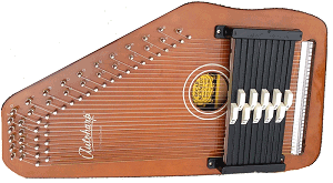 Oscar Schmidts OS-10 'Sierra' autoharp.  Almost impossible to find, but more useful than the EasyChord. Click for a bigger photo.