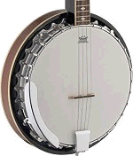 A pop-top four-string off-brand banjo