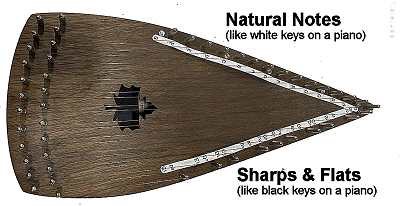 A 'left-handed' bowed psaltery by Westman. Click for bigger photo.